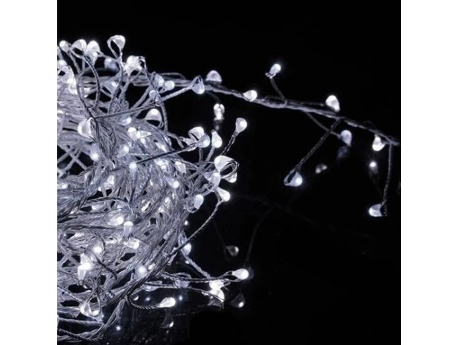 Vianočná LED svetelná mikro reťaz CLUSTER vonkajšia + programator - 300LED - 3M Studená Biela