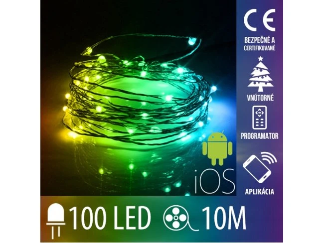 Vianočná SMART Led svetelná mikro reťaz vnútorná - 100led - 10m Multicolour