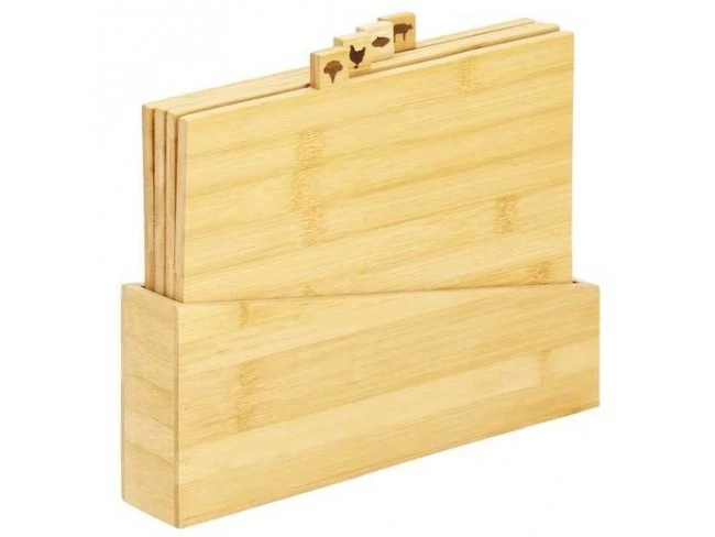 Bambusová dosky na krájanie so stojanom - 4 ks 