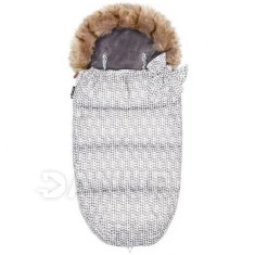 Fusak Luxury s kožušinou 4v1 - 90cm - biely/hnedé bodky