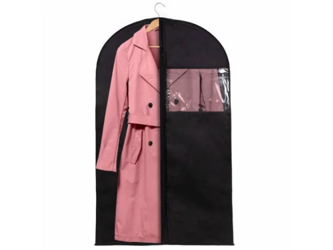 Obal na oblečenie - 100 cm so zipsom a okienkom - čierna