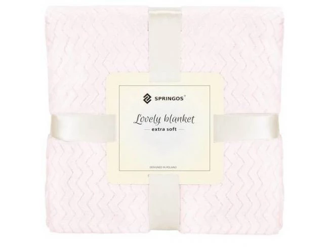 Obojstranná plyšová deka 130x180cm - cik cak - púdrová ružová