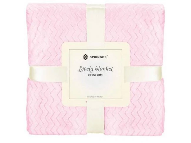 Obojstranná plyšová deka 130x180cm - cik cak - ružová