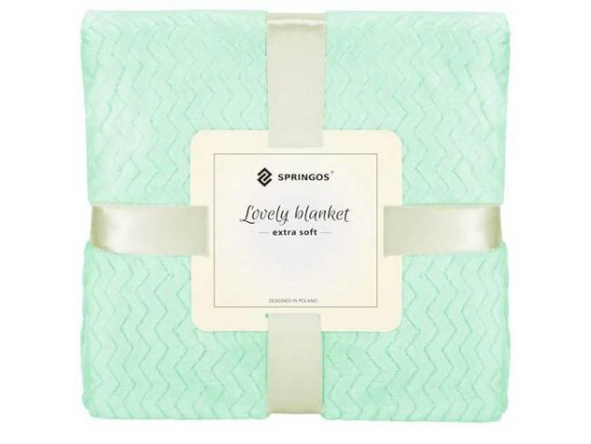 Obojstranná plyšová deka 70x160cm - cik cak - zelená