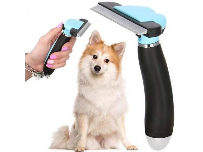 Samočistiaca kefa na čistenie srsti - čepeľ 10 cm - modro-čierna