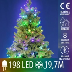 Vianočná led svetelná reťaz vonkajšia - SMART - programátor - 198led - 19,7m - RGB