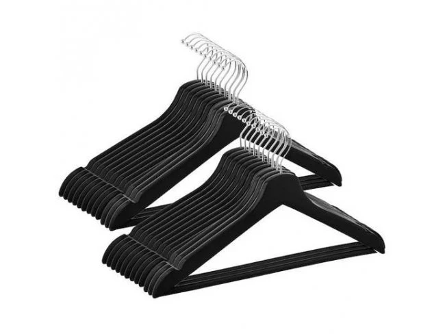 Drevený vešiak na oblečenie - 20 ks - čierny