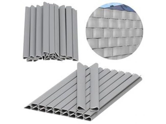 Klipy na tieniacu plotovú pásku - sada 20 ks m - svetlo sivá