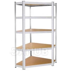 Kovový regál rohový s 5 policami - 180x90x40cm