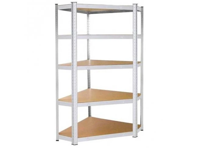 Kovový regál rohový s 5 policami - 180x90x40cm