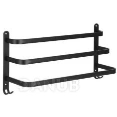 Nástenný držiak na uteráky do kúpeľne - trojitý - hliník - čierny