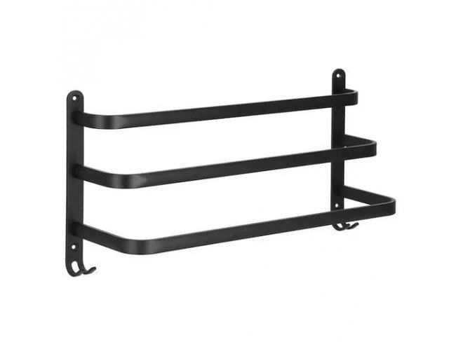 Nástenný držiak na uteráky do kúpeľne - trojitý - hliník - čierny