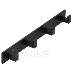 Nástenný kúpeľňový vešiak s 4 háčikmi - hliník - čierny