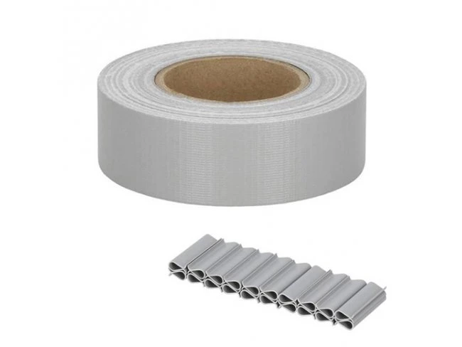 Tieniace plotové pásky a klipy (20ks) - PVC - 35m x 4,75cm - 450 g/m2 - svetlo sivá
