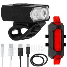 USB svetlo na bicykel + USB zadné svetlo na bicykel