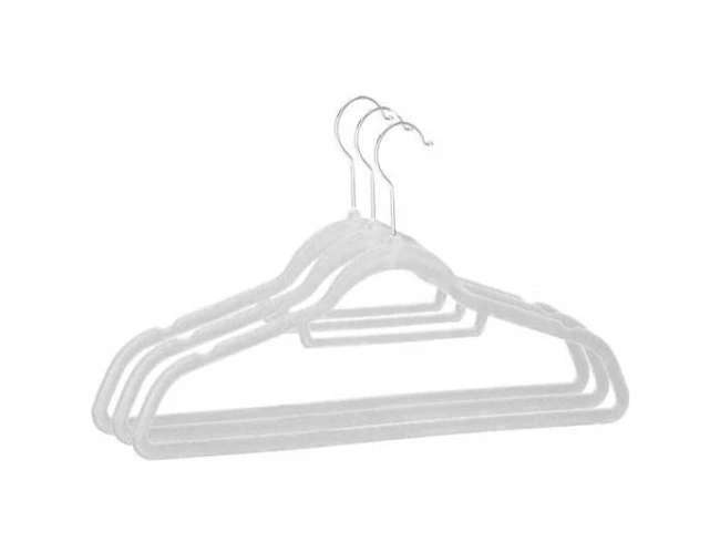 Velúrový vešiak na oblečenie - 3 ks - svetlosivý