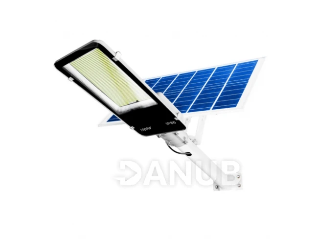 LED solárne pouličné svietidlo - 1000W - 6500K - s držiakom a diaľkovým ovládaním - biele