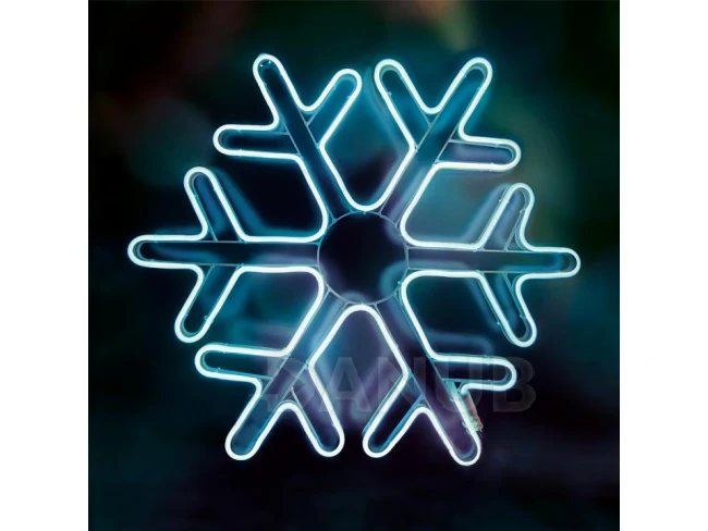 Neon-light snehová vločka vonkajšia - 59x53cm - modrá