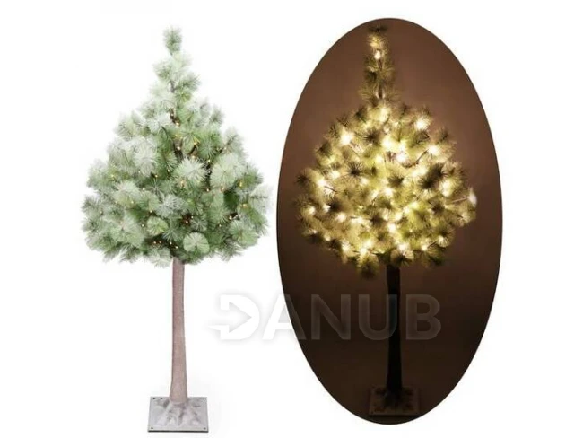 Dekoračný vianočný stromček na kmeni - 128 LED - 150 cm, zasnežený