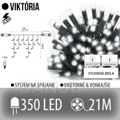 Viktória led svetelná záclona vonkajšia flash - 350led - 21m studená biela / flash prebliknutie studená biela