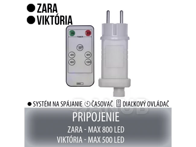 ZARA a VIKTÓRIA napájací zdroj pre spojovateľné reťaze s časovačom a diaľkovým ovládačom 