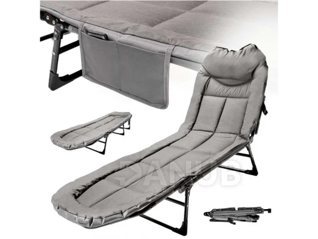 Kempingová cestovná skladacia posteľ LUARO - 190x63x30cm - sivá