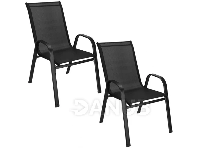 Stohovateľná záhradná stolička - čierna - 2ks