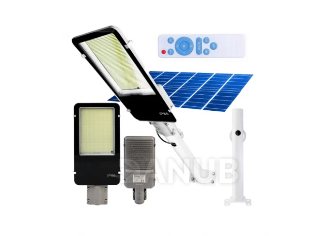 LED solárna pouličná lampa výkonná - 1200W - 6500K + diaľkové ovládanie - biela