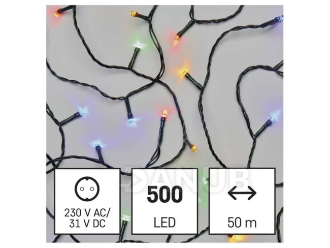 LED vianočná reťaz, 50 m, vonkajšia aj vnútorná, multicolor, programy, časovač