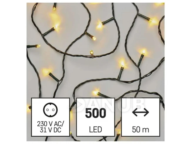 LED vianočná reťaz, 50 m, vonkajšia aj vnútorná, teplá biela, programy, časovač
