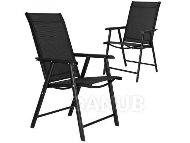 Skladacia záhradná stolička - čierna - 2 ks