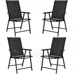 Skladacia záhradná stolička - čierna - 4 ks