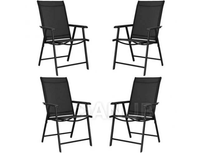 Skladacia záhradná stolička - čierna - 4 ks