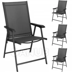 Skladacia záhradná stolička - sivá - 4 ks