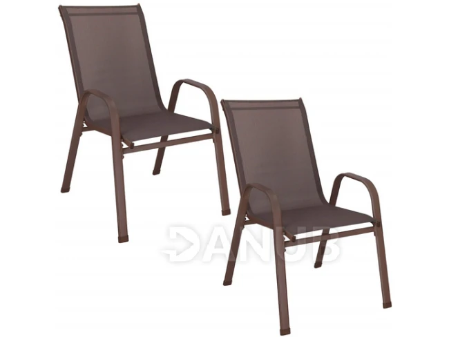 Stohovateľná záhradná stolička - hnedá - 2ks