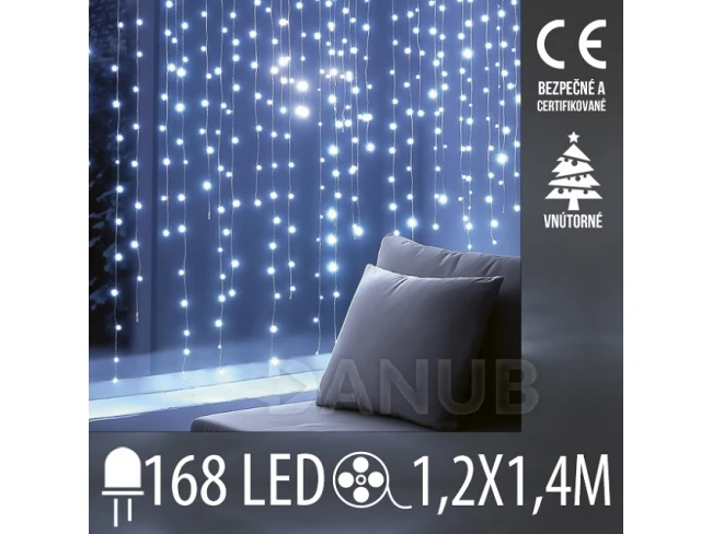 Vianočná DOT Led svetelná záclona vnútorná - 168led - 1,2x1,4m - studená biela