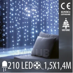 Vianočná DOT Led svetelná záclona vnútorná - 210led - 1,5x1,4m - studená biela