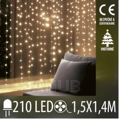 Vianočná DOT Led svetelná záclona vnútorná - 210led - 1,5x1,4m - teplá biela