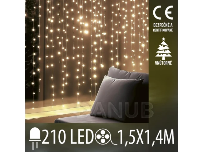 Vianočná DOT Led svetelná záclona vnútorná - 210led - 1,5x1,4m - teplá biela