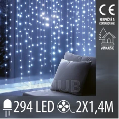 Vianočná DOT Led svetelná záclona vonkajšia - 294led - 2x1,4m - studená biela