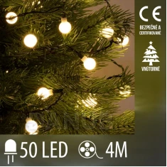 Vianočná led svetelná reťaz vnútorná - 50led - 4m teplá biela