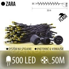 Zara led svetelná reťaz vonkajšia flash - 500led - 50m - teplá biela / flash prebliknutie studená biela