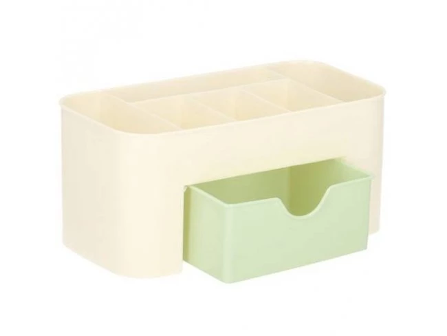 Kozmetický organizér so zásuvkou - krémová-zelená