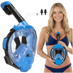 Celotvárová maska na šnorchlovanie L/XL - modrá, čierna