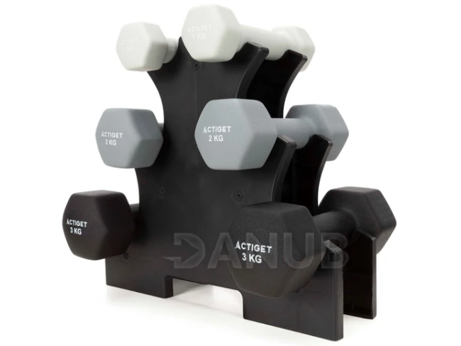 Činky na stojane - sada 6 ks - závažia 1 kg, 2 kg, 3 kg