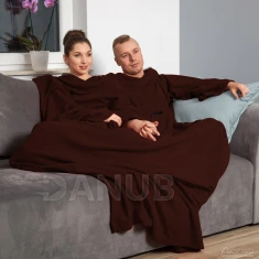 Deka s rukávmi pre pár - čokoláda