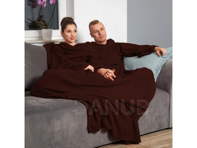 Deka s rukávmi pre pár - čokoláda