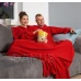 Deka pre pár s rukávmi červená