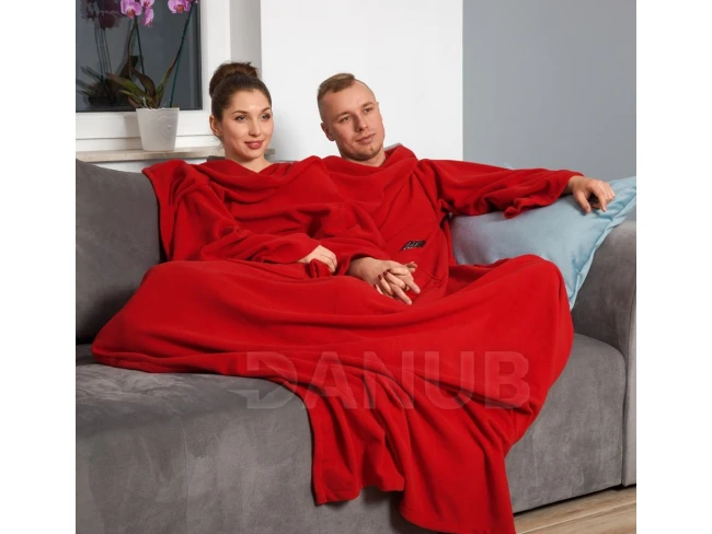 Deka pre pár s rukávmi červená
