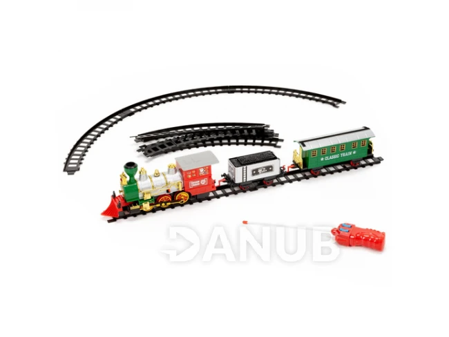 Detská lokomotíva s vagónmi, parou a zvukmi na batérie